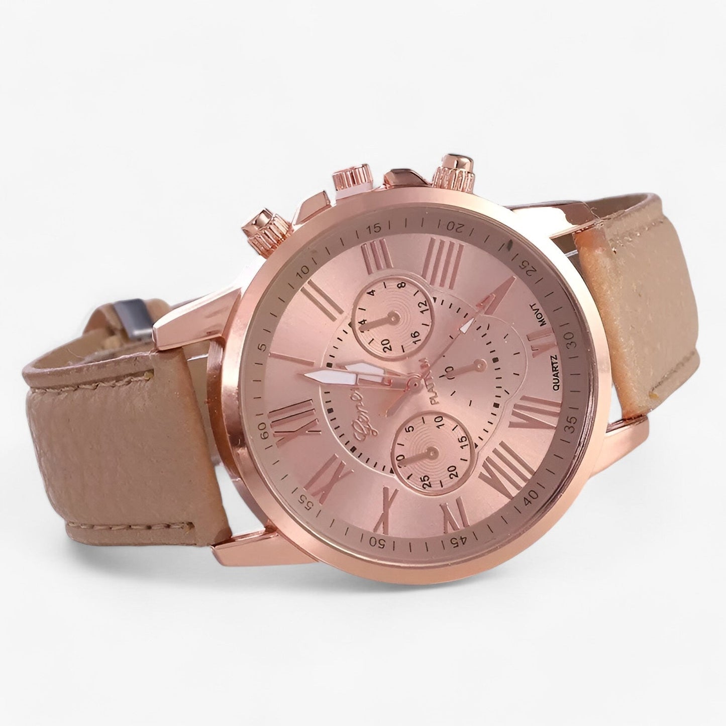 Camille Damenuhr mit wasserdichtem Lederarmband, 42 mm