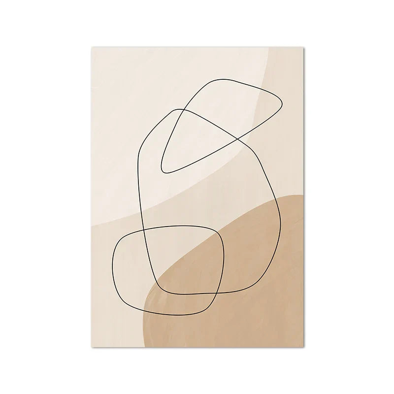 Schatten von Beige Abstrakte Linienkunst Wandkunst Feine Kunst Leinwanddrucke Minimalistische Bilder für moderne Wohnzimmerskunst für zeitgenössische Innenräume