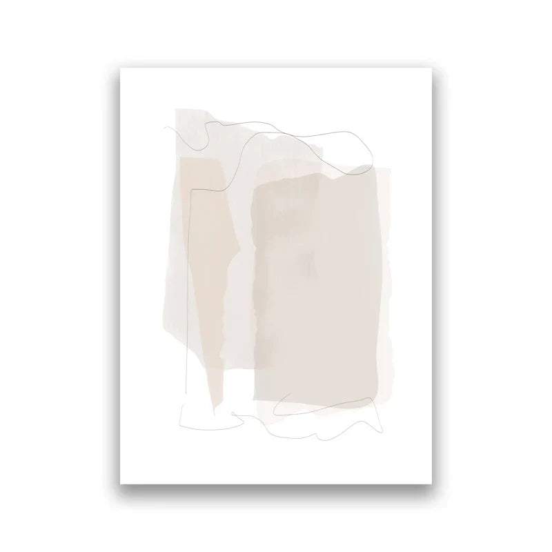 Schatten von Beige Abstrakte Linienkunst Wandkunst Feine Kunst Leinwanddrucke Minimalistische Bilder für moderne Wohnzimmerskunst für zeitgenössische Innenräume