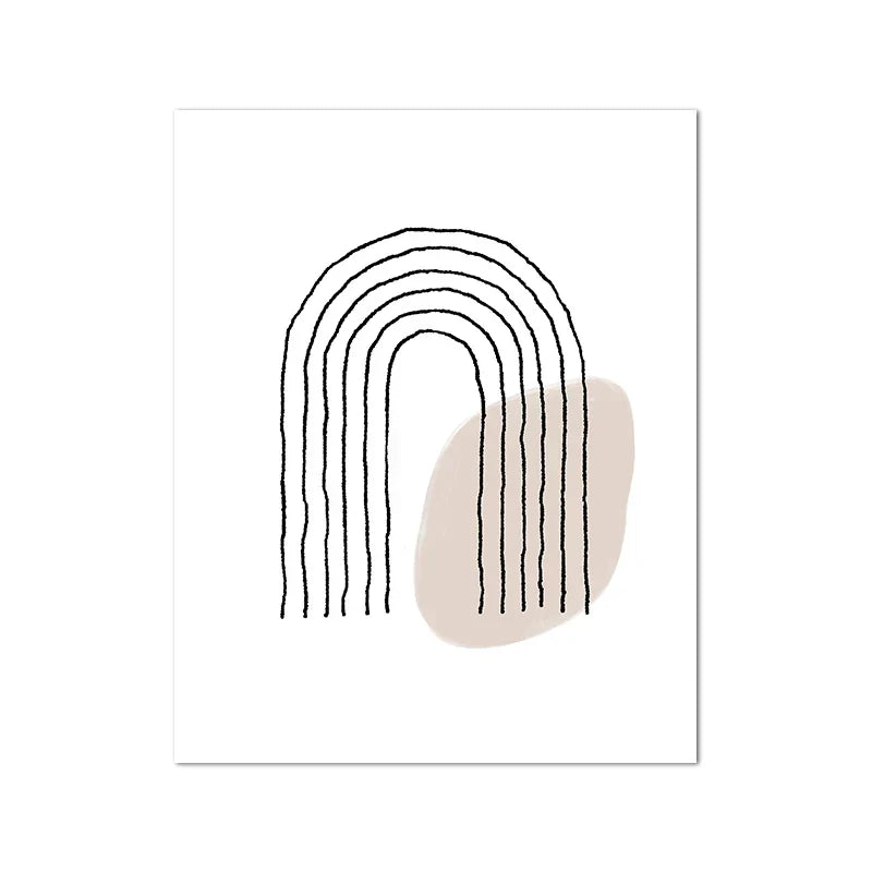 Schatten von Beige Abstrakte Linienkunst Wandkunst Feine Kunst Leinwanddrucke Minimalistische Bilder für moderne Wohnzimmerskunst für zeitgenössische Innenräume