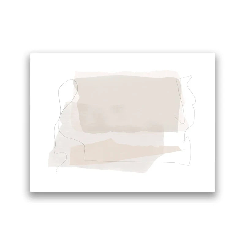 Schatten von Beige Abstrakte Linienkunst Wandkunst Feine Kunst Leinwanddrucke Minimalistische Bilder für moderne Wohnzimmerskunst für zeitgenössische Innenräume