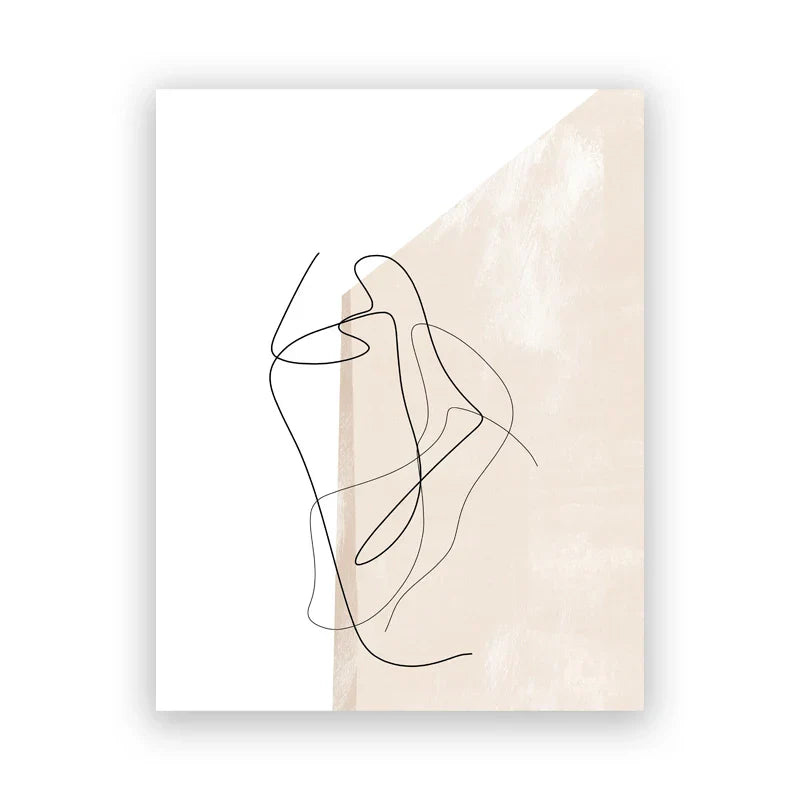 Schatten von Beige Abstrakte Linienkunst Wandkunst Feine Kunst Leinwanddrucke Minimalistische Bilder für moderne Wohnzimmerskunst für zeitgenössische Innenräume