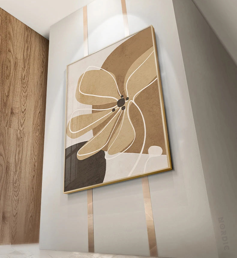 Einfache Beige Braun Florale Abstrakte Wandkunst Feine Kunst Leinwanddrucke Minimalistische Bilder Für Moderne Wohnungen Wohnzimmer Schlafzimmer Kunst Für Zeitgenössische Innenräume