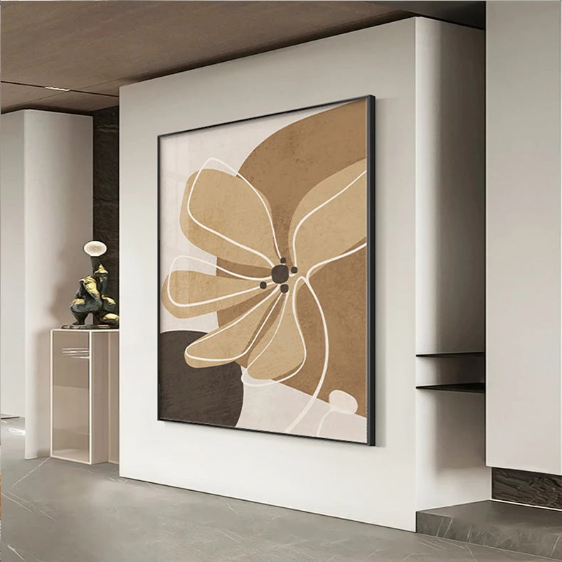 Einfache Beige Braun Florale Abstrakte Wandkunst Feine Kunst Leinwanddrucke Minimalistische Bilder Für Moderne Wohnungen Wohnzimmer Schlafzimmer Kunst Für Zeitgenössische Innenräume