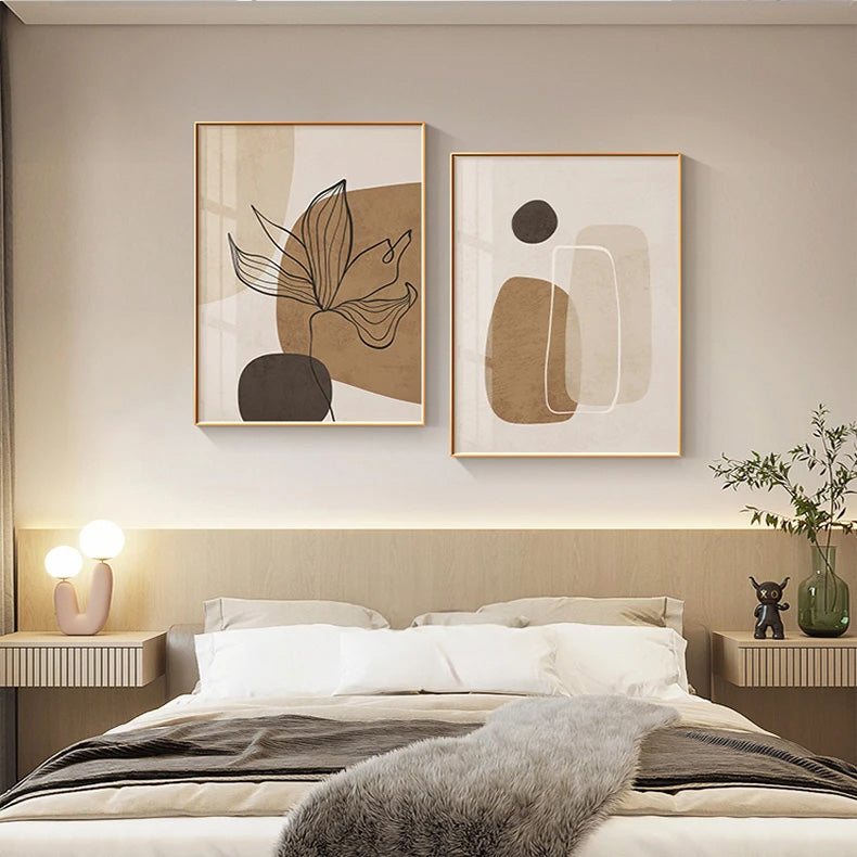 Einfache Beige Braun Florale Abstrakte Wandkunst Feine Kunst Leinwanddrucke Minimalistische Bilder Für Moderne Wohnungen Wohnzimmer Schlafzimmer Kunst Für Zeitgenössische Innenräume