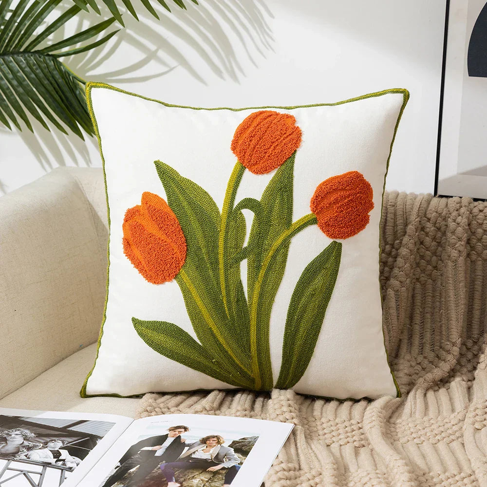 Einfache florale bunte nordische Kissenbezüge 45x45cm gestrickte Jacquard-Leinenkissenbezüge für das Wohnzimmer Sofa Wurfkissen zeitgenössische skandinavische Wohnkultur