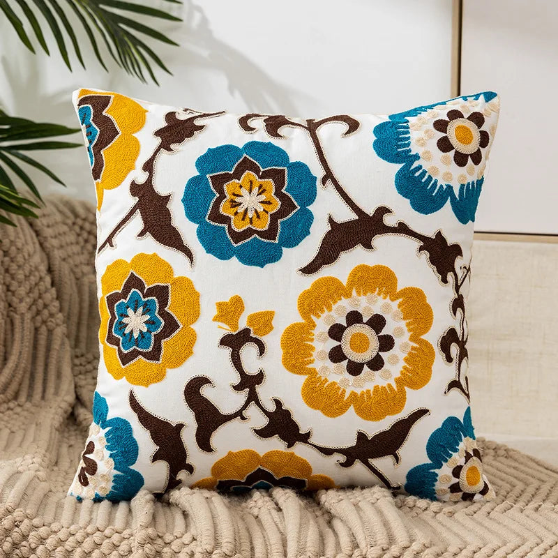 Einfache florale bunte nordische Kissenbezüge 45x45cm gestrickte Jacquard-Leinenkissenbezüge für das Wohnzimmer Sofa Wurfkissen zeitgenössische skandinavische Wohnkultur