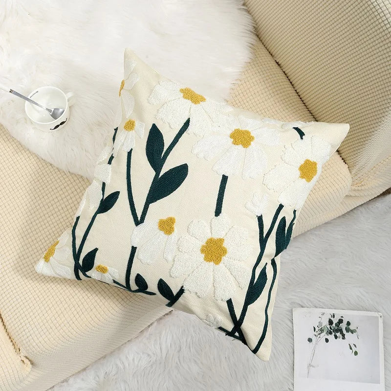 Einfache florale bunte nordische Kissenbezüge 45x45cm gestrickte Jacquard-Leinenkissenbezüge für das Wohnzimmer Sofa Wurfkissen zeitgenössische skandinavische Wohnkultur