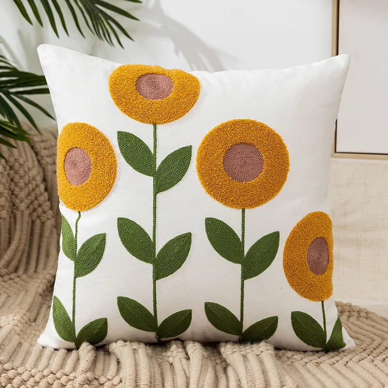 Einfache florale bunte nordische Kissenbezüge 45x45cm gestrickte Jacquard-Leinenkissenbezüge für das Wohnzimmer Sofa Wurfkissen zeitgenössische skandinavische Wohnkultur