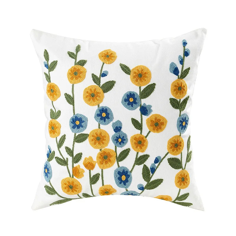 Einfache florale bunte nordische Kissenbezüge 45x45cm gestrickte Jacquard-Leinenkissenbezüge für das Wohnzimmer Sofa Wurfkissen zeitgenössische skandinavische Wohnkultur