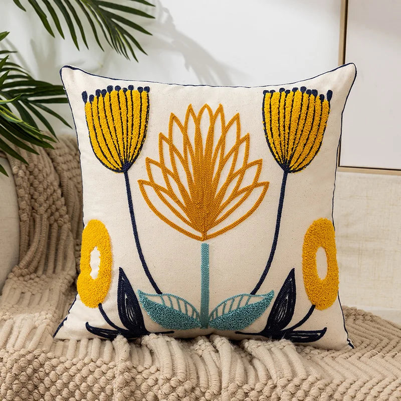 Einfache florale bunte nordische Kissenbezüge 45x45cm gestrickte Jacquard-Leinenkissenbezüge für das Wohnzimmer Sofa Wurfkissen zeitgenössische skandinavische Wohnkultur