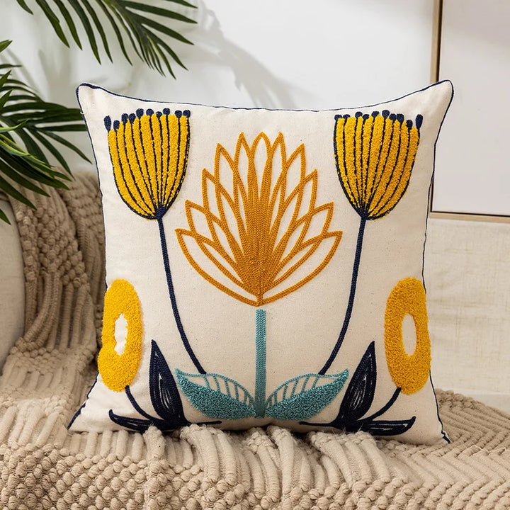 Einfache florale bunte nordische Kissenbezüge 45x45cm gestrickte Jacquard-Leinenkissenbezüge für das Wohnzimmer Sofa Wurfkissen zeitgenössische skandinavische Wohnkultur