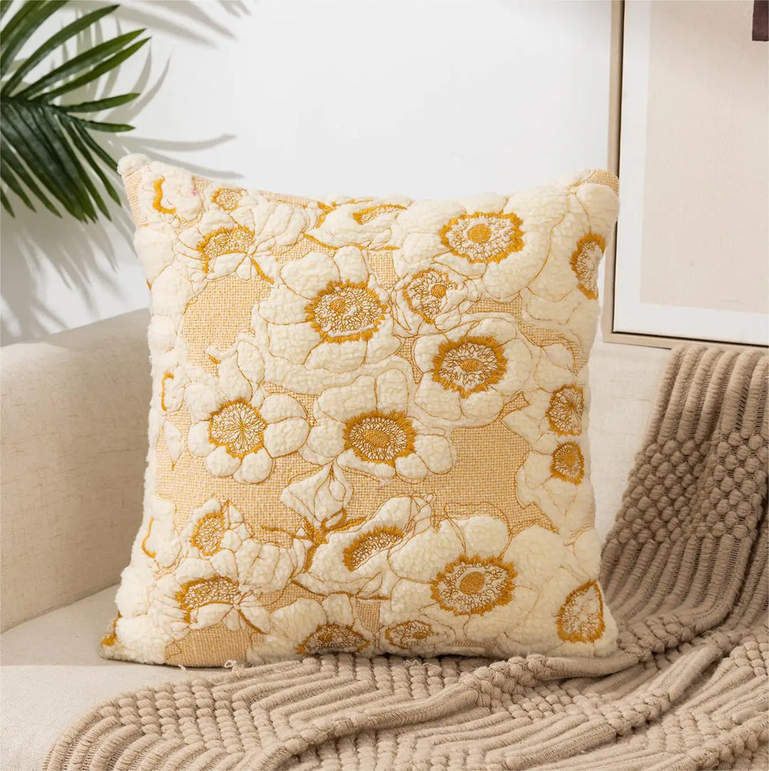 Einfache florale bunte nordische Kissenbezüge 45x45cm gestrickte Jacquard-Leinenkissenbezüge für das Wohnzimmer Sofa Wurfkissen zeitgenössische skandinavische Wohnkultur