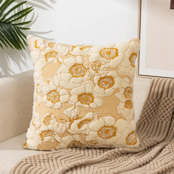 Einfache florale bunte nordische Kissenbezüge 45x45cm gestrickte Jacquard-Leinenkissenbezüge für das Wohnzimmer Sofa Wurfkissen zeitgenössische skandinavische Wohnkultur