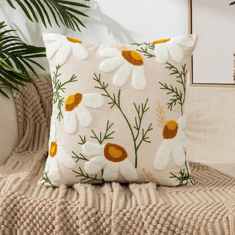 Einfache florale bunte nordische Kissenbezüge 45x45cm gestrickte Jacquard-Leinenkissenbezüge für das Wohnzimmer Sofa Wurfkissen zeitgenössische skandinavische Wohnkultur