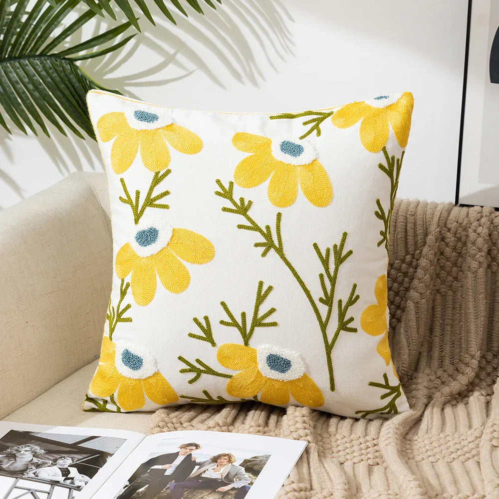 Einfache florale bunte nordische Kissenbezüge 45x45cm gestrickte Jacquard-Leinenkissenbezüge für das Wohnzimmer Sofa Wurfkissen zeitgenössische skandinavische Wohnkultur