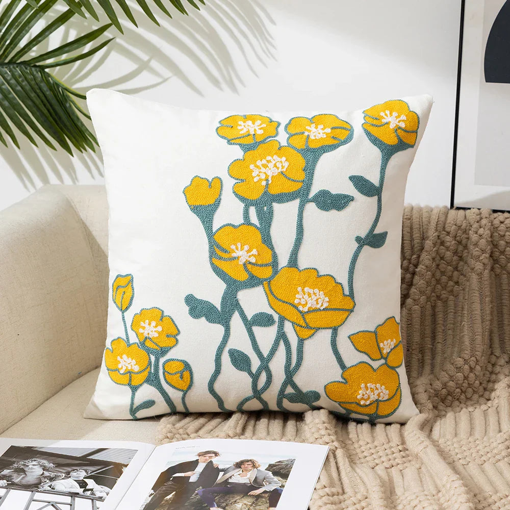 Einfache florale bunte nordische Kissenbezüge 45x45cm gestrickte Jacquard-Leinenkissenbezüge für das Wohnzimmer Sofa Wurfkissen zeitgenössische skandinavische Wohnkultur