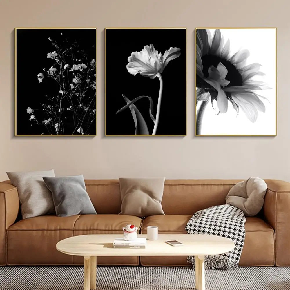 Moderne Lifestyle Floral Wandkunst Minimalistische Schwarz Weiß Poster Feine Kunst Leinwanddrucke Bilder Für Wohnzimmer Dekor