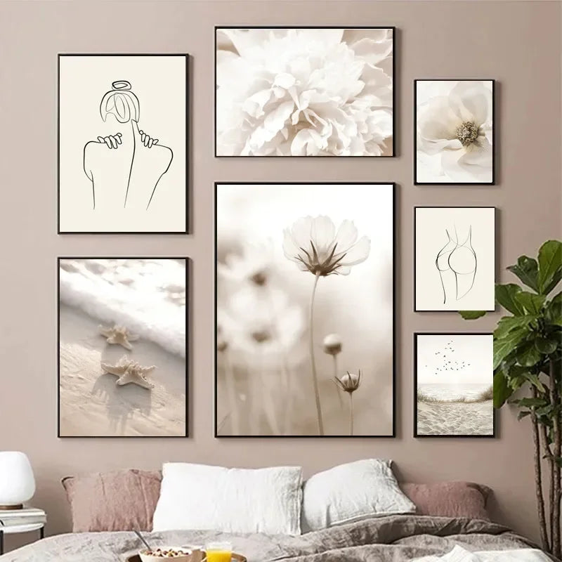 Einfacher Lebensstil Natürliche Minimalistische Wandkunst Feine Kunstleinwanddrucke Galerie Wandbilder Für modernes Wohnzimmer Skandinavische Wohnkultur
