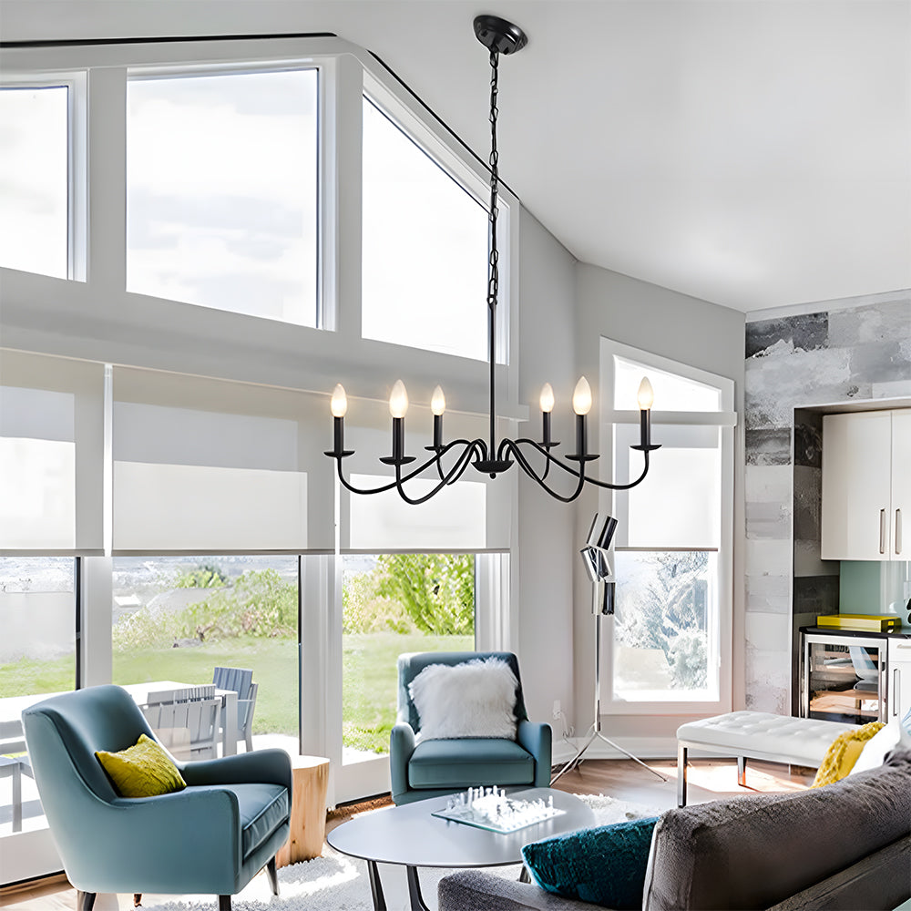 Schwarze Kerzen-Lüster Licht – Deckenlampe für Wohn- & Esszimmer | Karnz