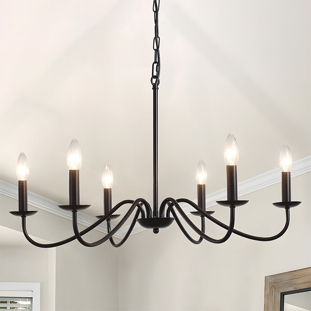 Schwarze Kerzen-Lüster Licht – Deckenlampe für Wohn- & Esszimmer | Karnz