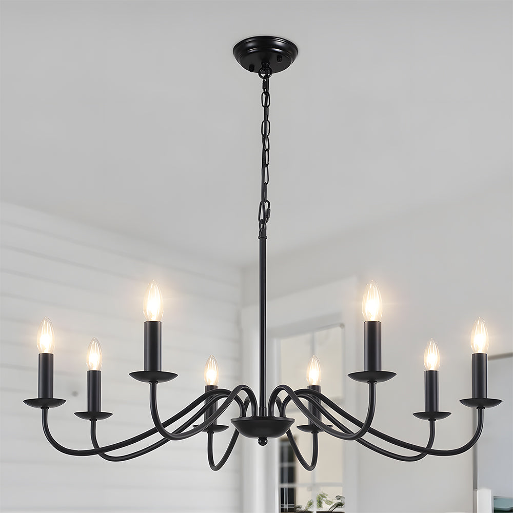 Schwarze Kerzen-Lüster Licht – Deckenlampe für Wohn- & Esszimmer | Karnz