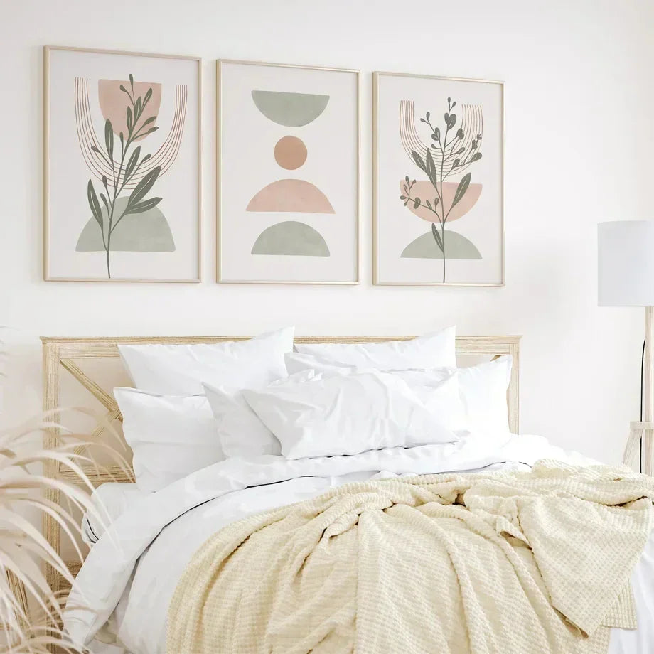 Einfache nordische abstrakte botanische Wandkunst feine Kunst Leinwanddrucke Bilder für neutrale Farbwohnzimmer Schlafzimmer Kunst für moderne Apartmentdekoration