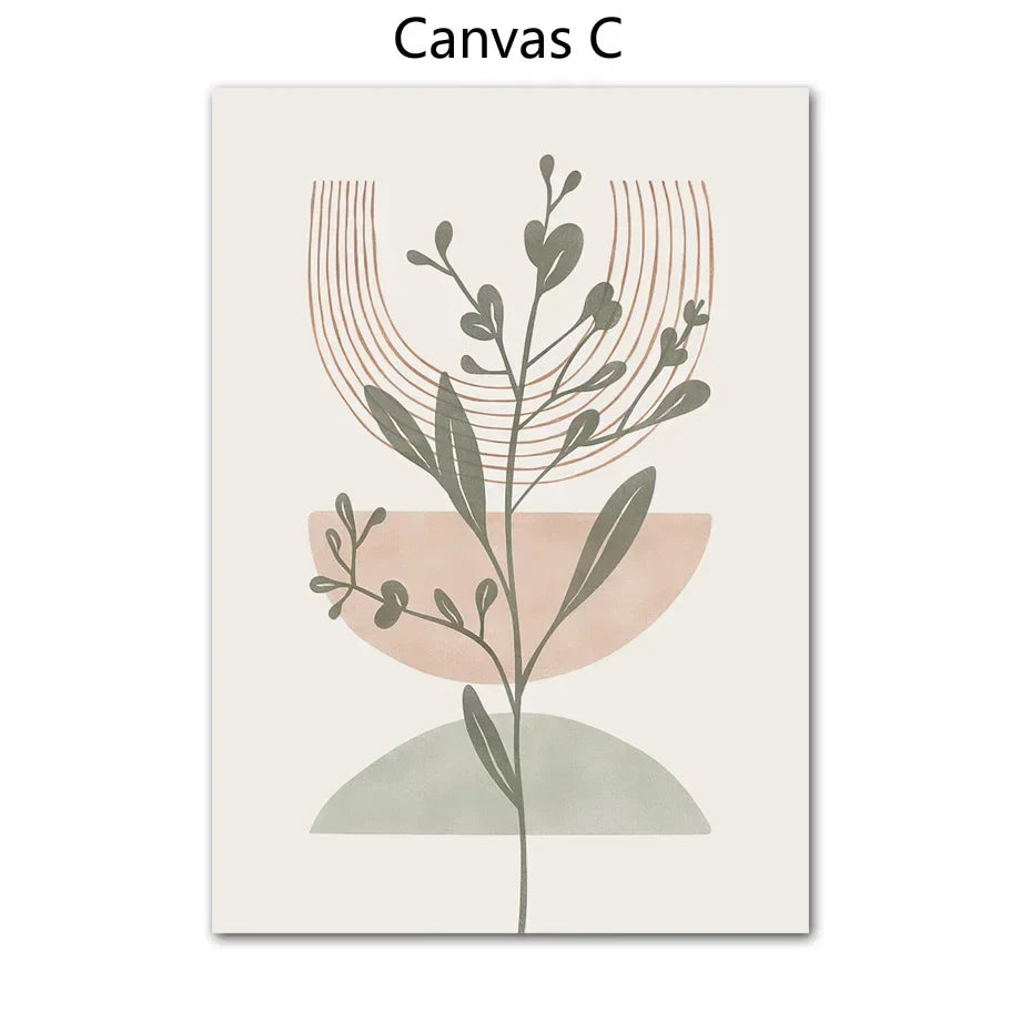 Einfache nordische abstrakte botanische Wandkunst feine Kunst Leinwanddrucke Bilder für neutrale Farbwohnzimmer Schlafzimmer Kunst für moderne Apartmentdekoration