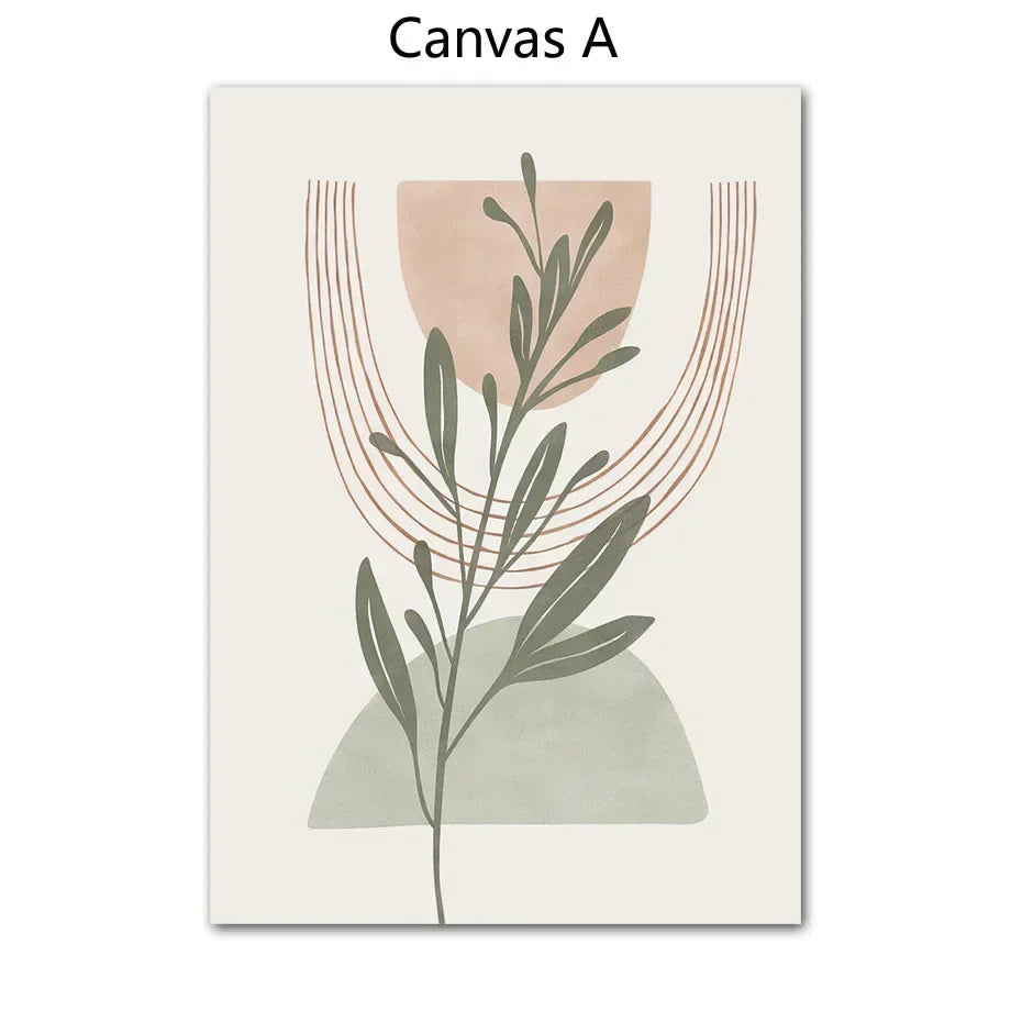 Einfache nordische abstrakte botanische Wandkunst feine Kunst Leinwanddrucke Bilder für neutrale Farbwohnzimmer Schlafzimmer Kunst für moderne Apartmentdekoration