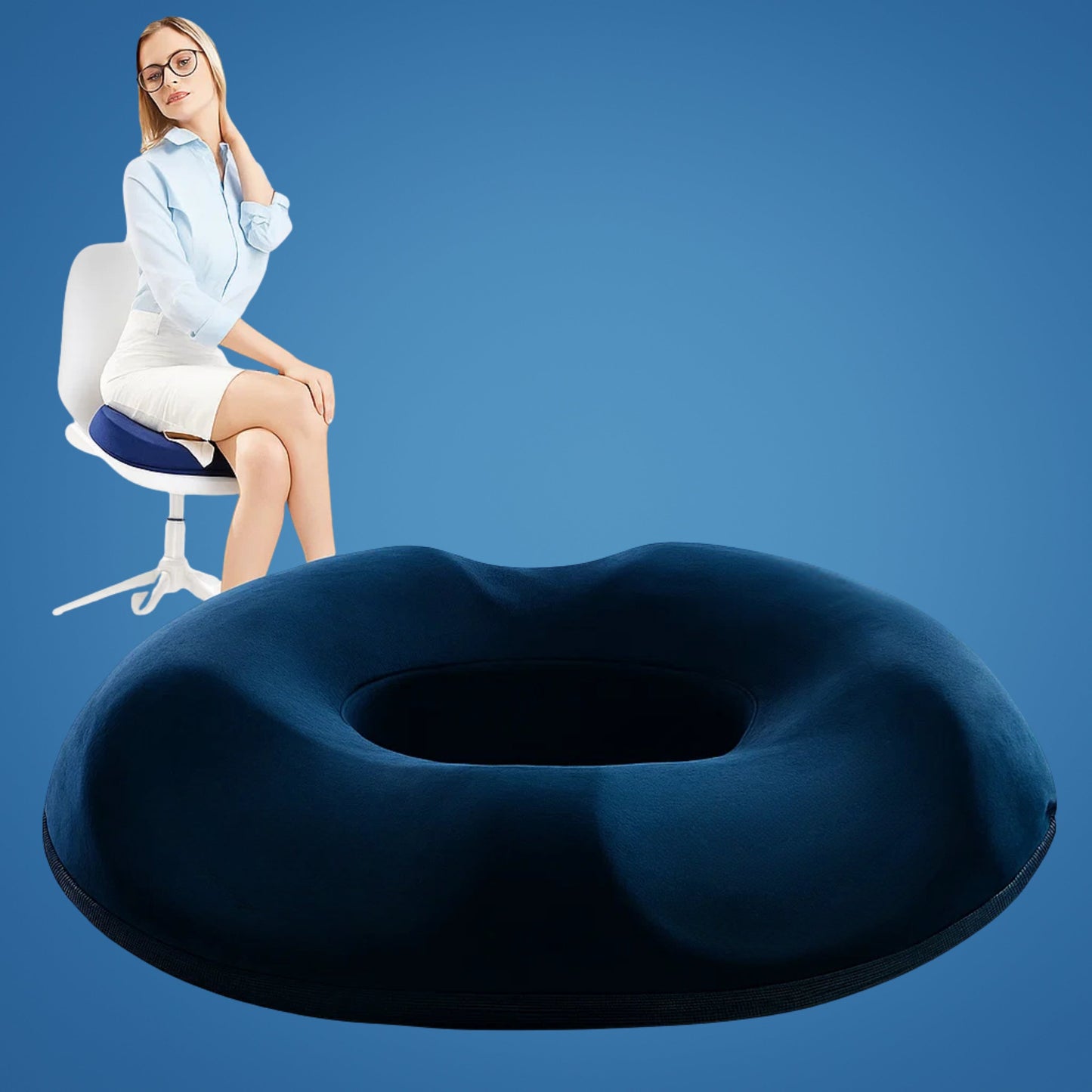 SitRelief | Donut-Sitzkissen – Steißbein- & Hämorrhoidenlinderung – Memory-Schaum – Waschbarer Bezug – Büro, Reisen, nach der Geburt Nutzung Karnz