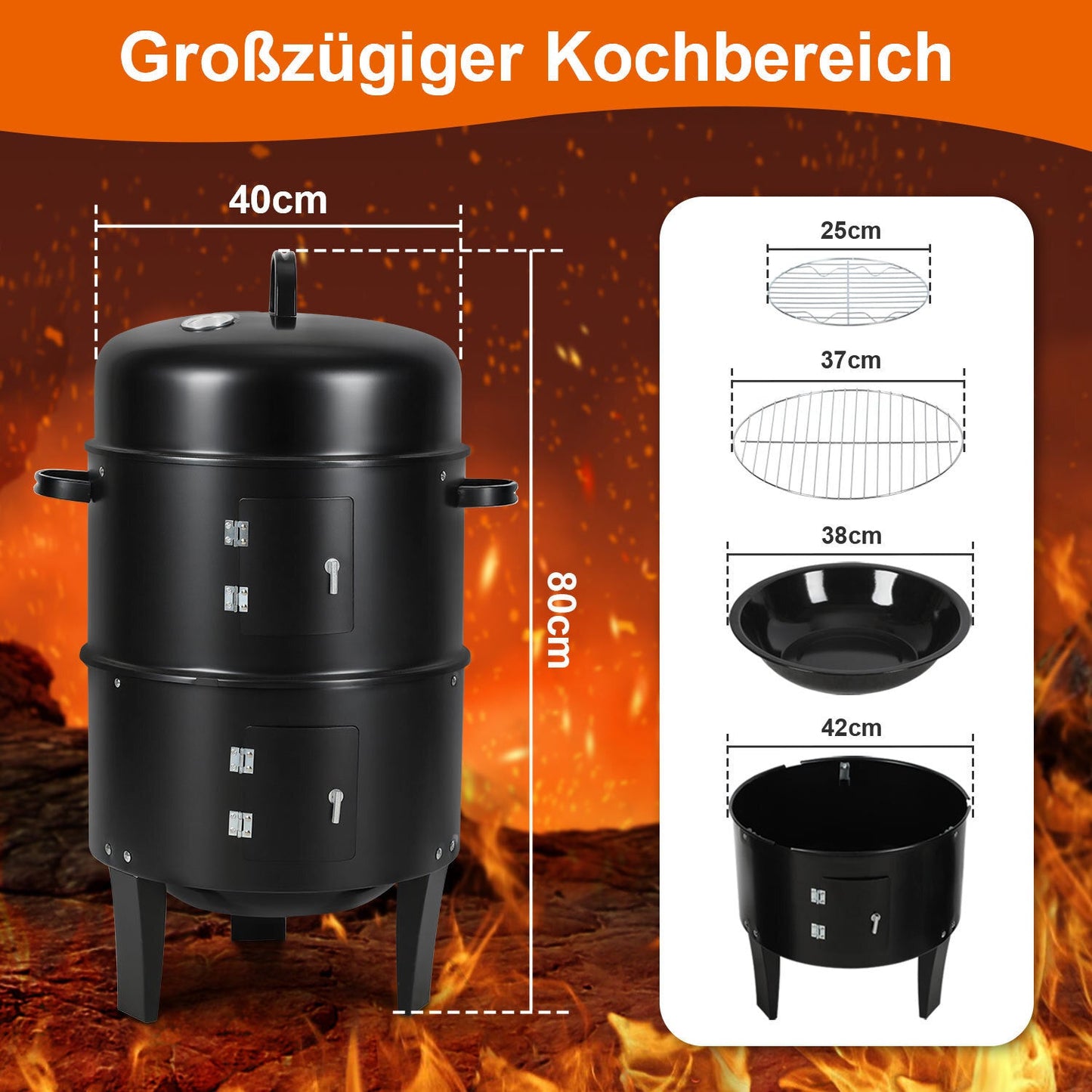 3 in 1 Smoker Räucherofen 2 Ebenen | Karnz