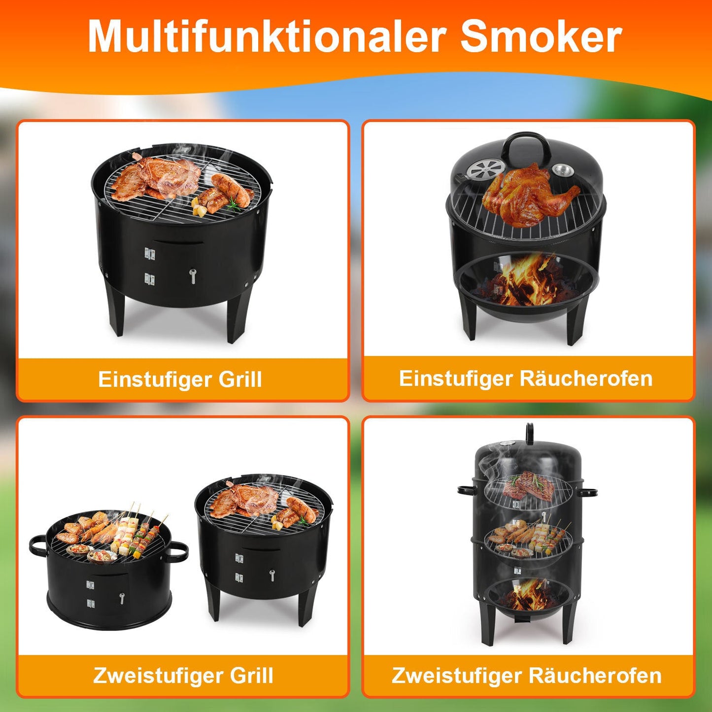 3 in 1 Smoker Räucherofen 2 Ebenen | Karnz