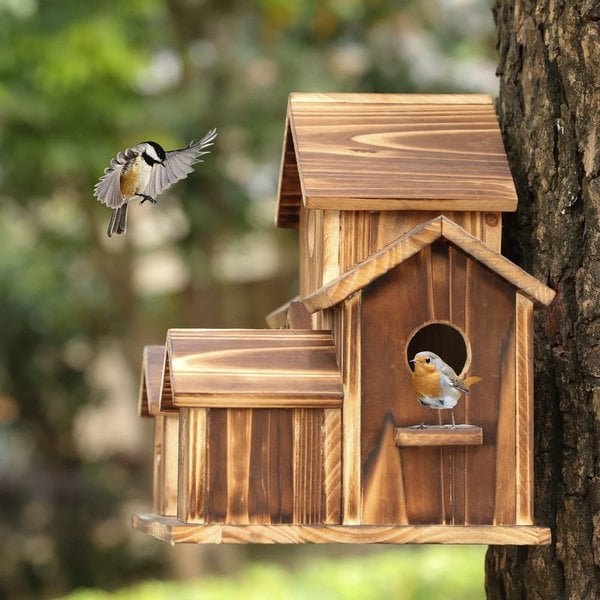 NestHaven Vogelhaus aus Holz mit 6 Zimmern | Karnz
