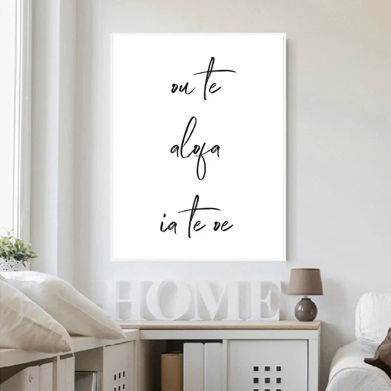 Süd-Pazifik Liebeszitate Poster Wandkunst Feine Kunst Leinwanddrucke Minimalistisch Schwarz Weiß Elegante Typografische Wandkunst Bilder Für Wohnzimmer Schlafzimmer Kunst Dekor | Karnz