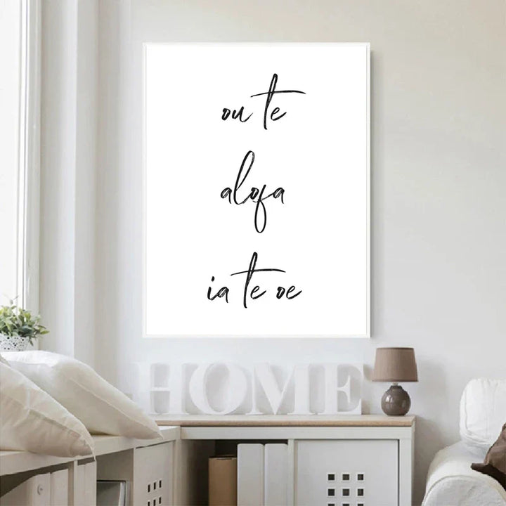 Süd-Pazifik Liebeszitate Poster Wandkunst Feine Kunst Leinwanddrucke Minimalistisch Schwarz Weiß Elegante Typografische Wandkunst Bilder Für Wohnzimmer Schlafzimmer Kunst Dekor | Karnz