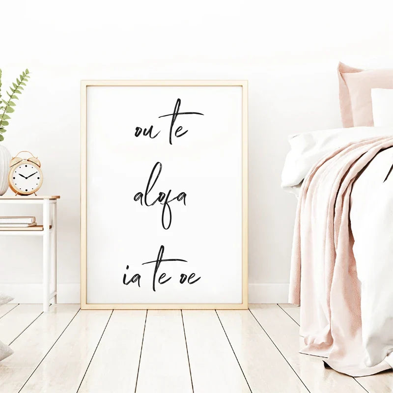 Süd-Pazifik Liebeszitate Poster Wandkunst Feine Kunst Leinwanddrucke Minimalistisch Schwarz Weiß Elegante Typografische Wandkunst Bilder Für Wohnzimmer Schlafzimmer Kunst Dekor | Karnz