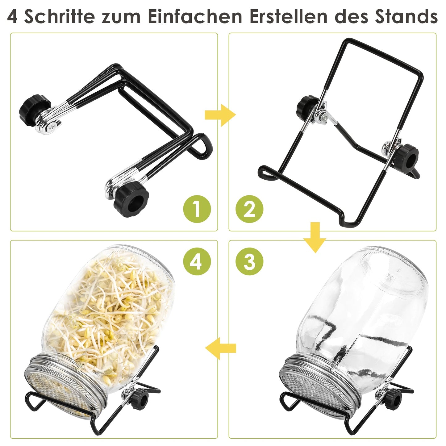 Sprossenglas Keimglas 2er mit Deckel & Sieb 950ML | Karnz