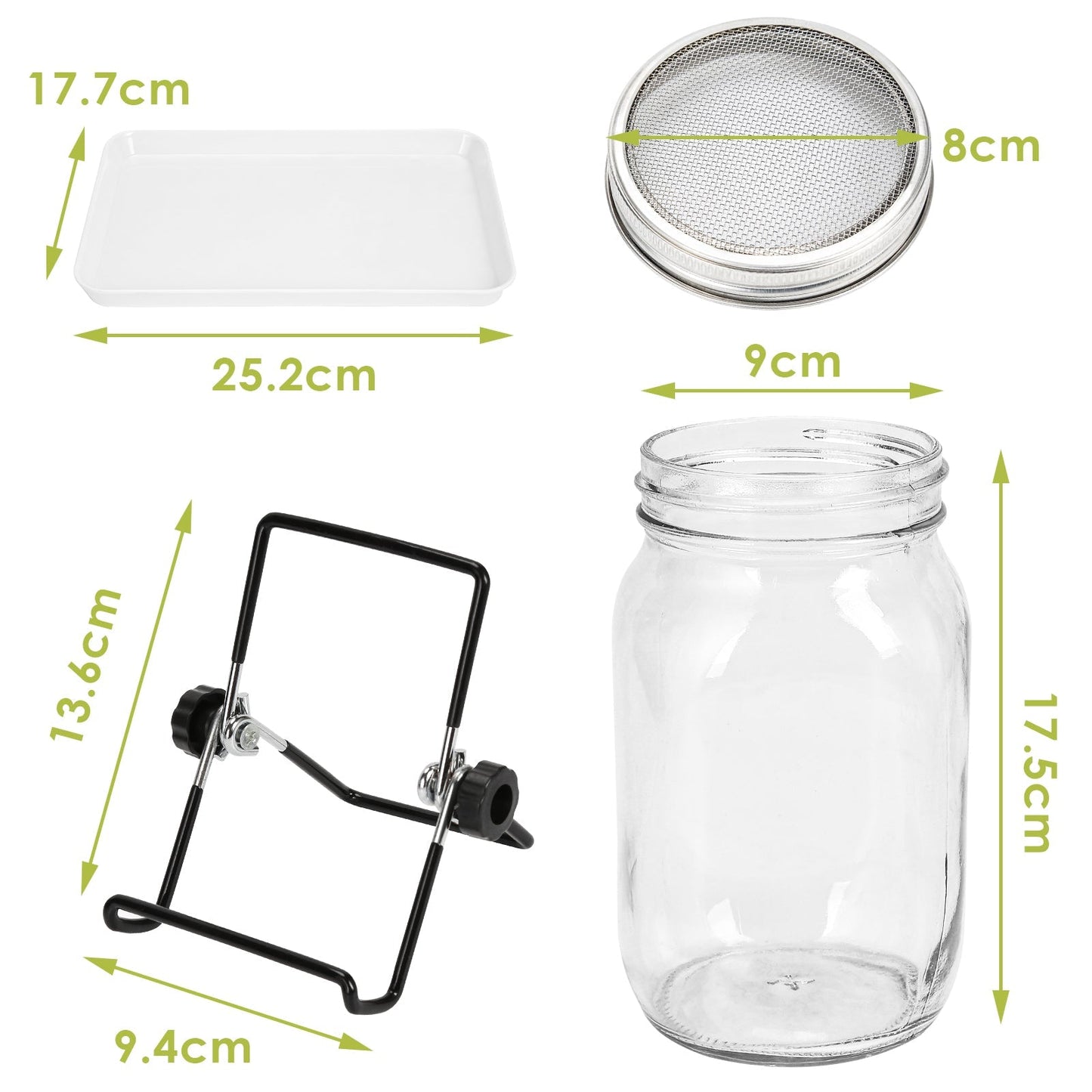 Sprossenglas Keimglas 2er mit Deckel & Sieb 950ML | Karnz