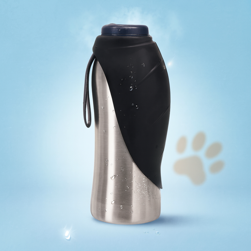 Tragbare, auslaufsichere Hunde-Trinkflasche aus Edelstahl für unterwegs