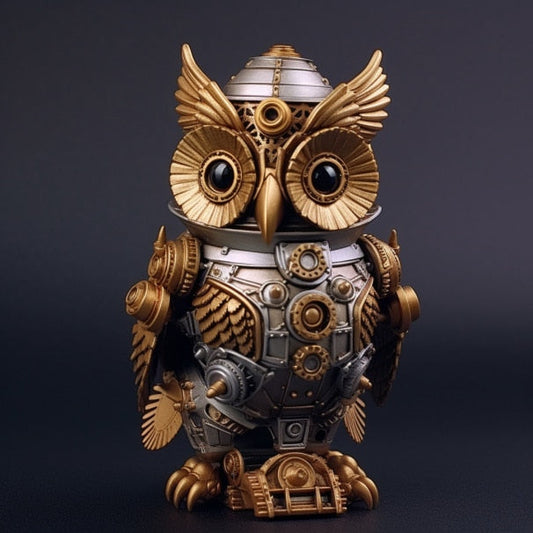 Steampunk-Eulen-Kunstwerk aus Kunstharz – Dekoration für Zuhause, drinnen und draußen, Gartentür, Halloween-Dekoration