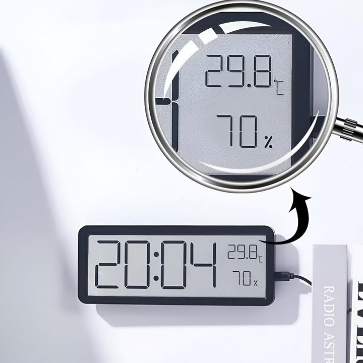 Digitale LED-Wanduhr – Großes Display mit Temperatur und Luftfeuchtigkeit | Karnz