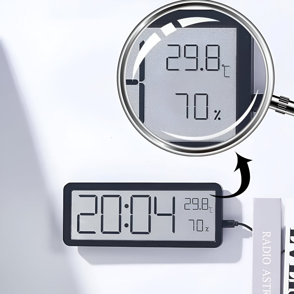 Digitale LED-Wanduhr – Großes Display mit Temperatur- und Luftfeuchtigkeitsanzeige