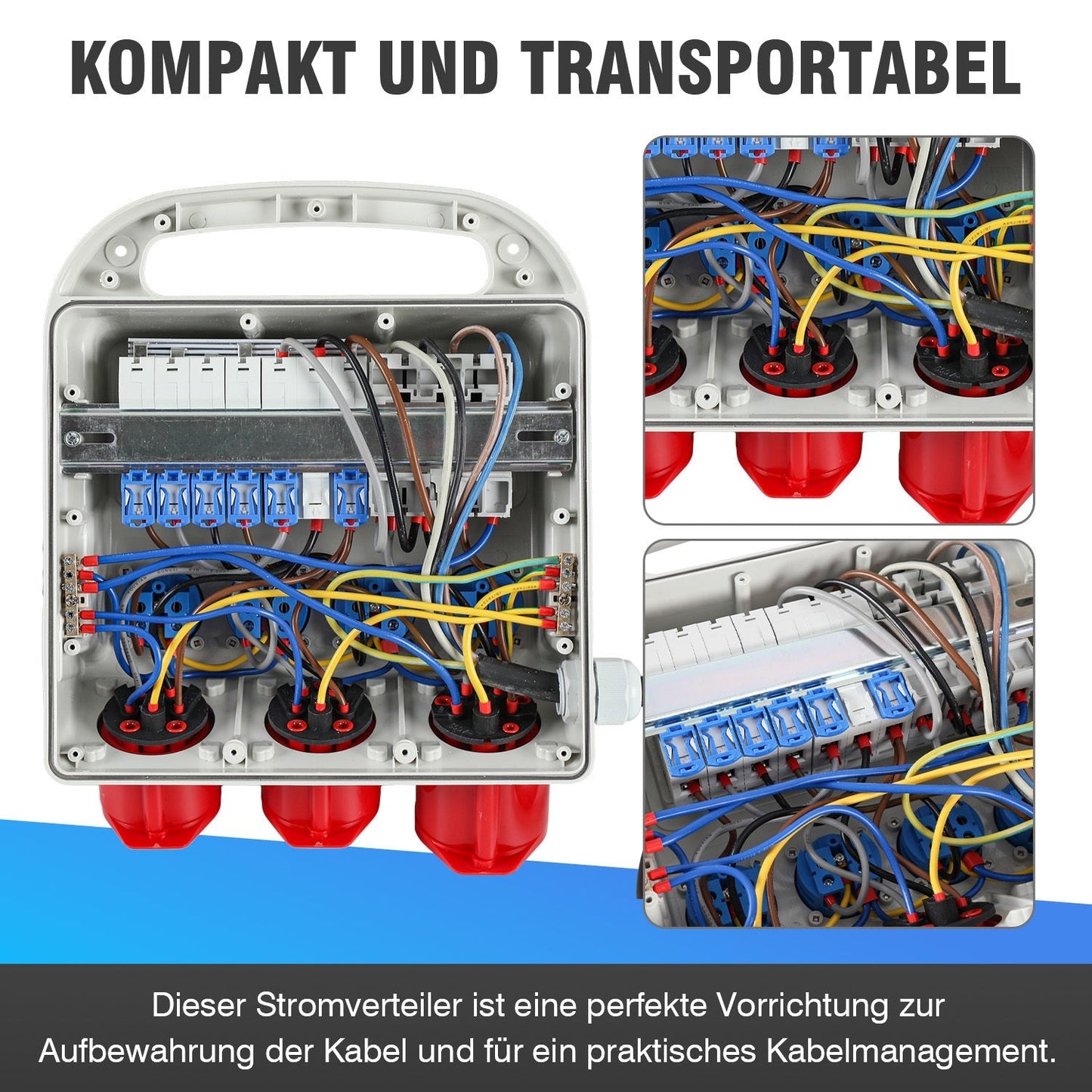 Stromverteiler FI-Schutzschalter 2 x CEE 400V/16A+4 x 230V Schuko 5 polig | Karnz