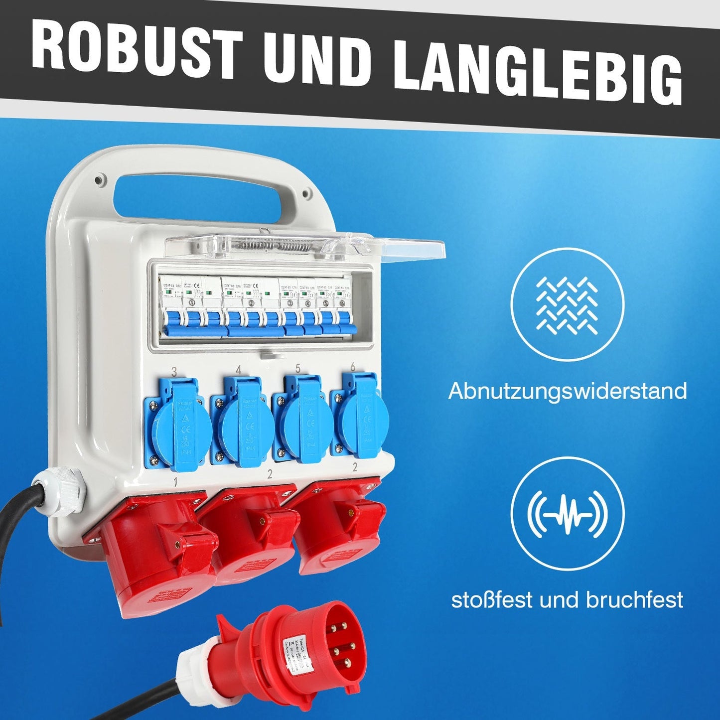 Wandverteiler 2 x CEE 16A 400V+1 x CEE 32A 400V+4 x 230V 5 Polig | Karnz
