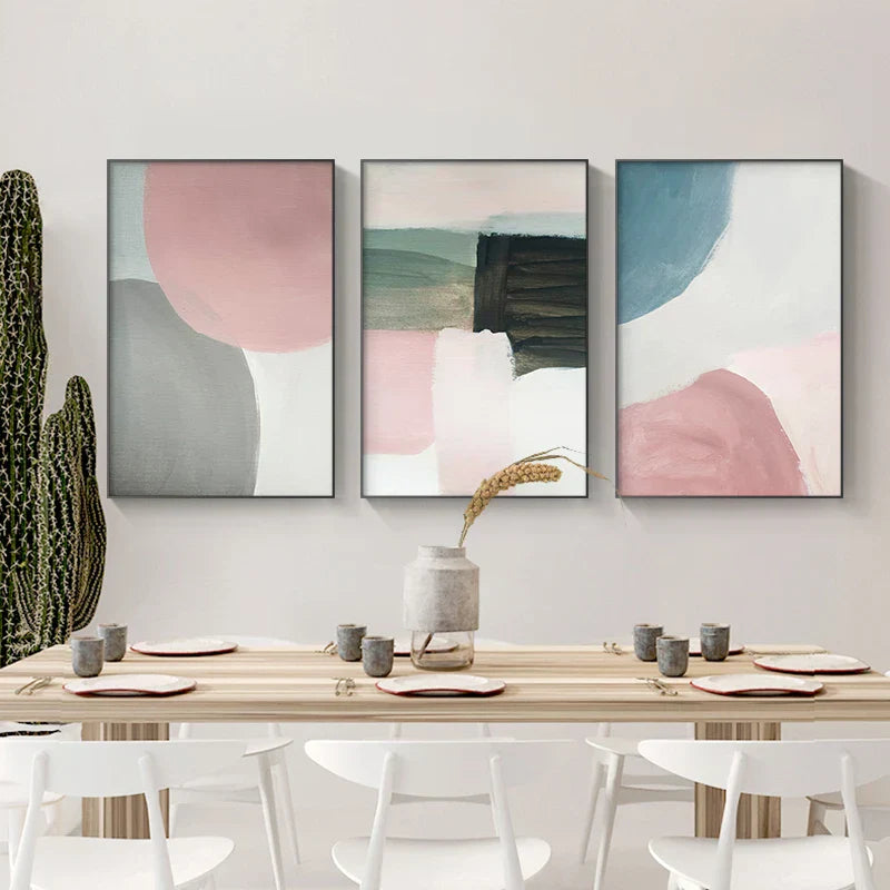 Subtile Schattierungen von Pink und Blau Aquarell Abstract Wandkunst Fine Art Leinwanddrucke für modernes Apartment Wohnzimmer Schlafzimmer Kunst für zeitgenössische Innenräume