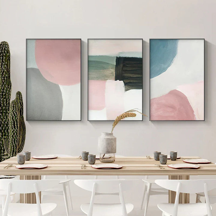 Subtile Schattierungen von Pink und Blau Aquarell Abstract Wandkunst Fine Art Leinwanddrucke für modernes Apartment Wohnzimmer Schlafzimmer Kunst für zeitgenössische Innenräume
