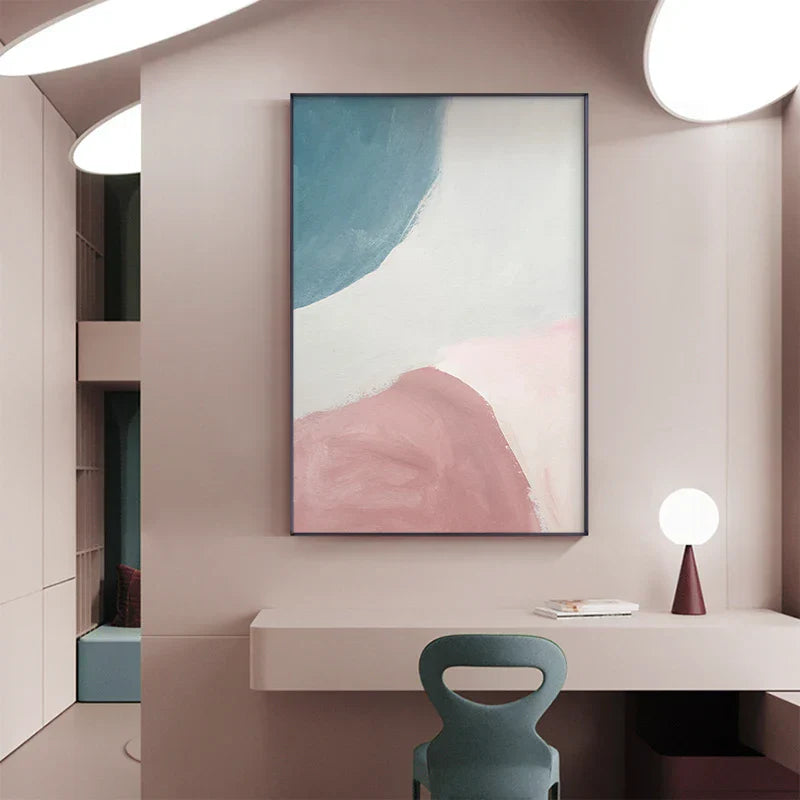 Subtile Schattierungen von Pink und Blau Aquarell Abstract Wandkunst Fine Art Leinwanddrucke für modernes Apartment Wohnzimmer Schlafzimmer Kunst für zeitgenössische Innenräume