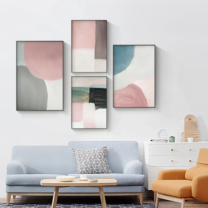 Subtile Schattierungen von Pink und Blau Aquarell Abstract Wandkunst Fine Art Leinwanddrucke für modernes Apartment Wohnzimmer Schlafzimmer Kunst für zeitgenössische Innenräume