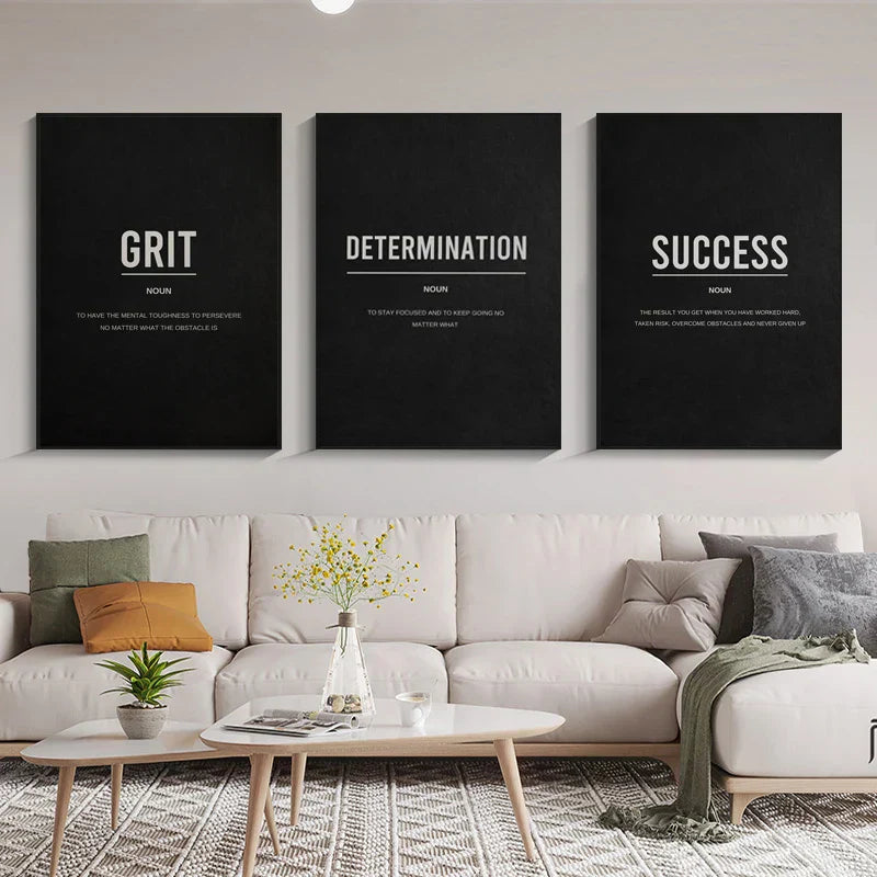Erfolgsdefinition Poster Schwarz und Weiß Wandkunst Fine Art Canvas Drucke Motivations tägliche Mantra Bilder für Wohnzimmer Schlafzimmer Arbeitszimmer Wanddekoration