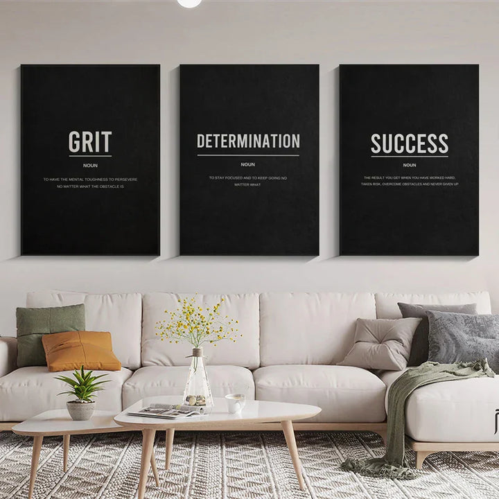 Erfolgsdefinition Poster Schwarz und Weiß Wandkunst Fine Art Canvas Drucke Motivations tägliche Mantra Bilder für Wohnzimmer Schlafzimmer Arbeitszimmer Wanddekoration